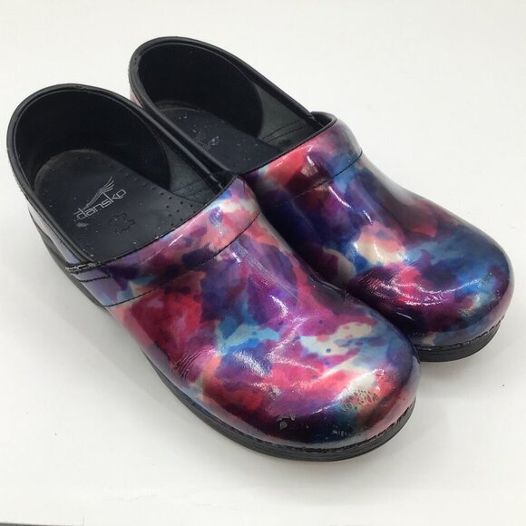 Women's Dansko Clogs 40 Professional Nursing Shoes Slip On Iridescent Rainbow - Picture 1 of 14